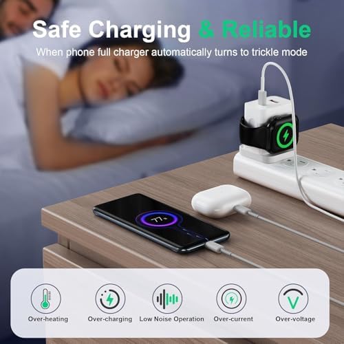 20 W Apple Watch Fast Charger – 3-in-1 Portable PD Charger with Magnetic Wireless Technology, Dual USB-C Ports for i Phone & Tablet, Sleek Black Design for Effortless Charging Anywhere