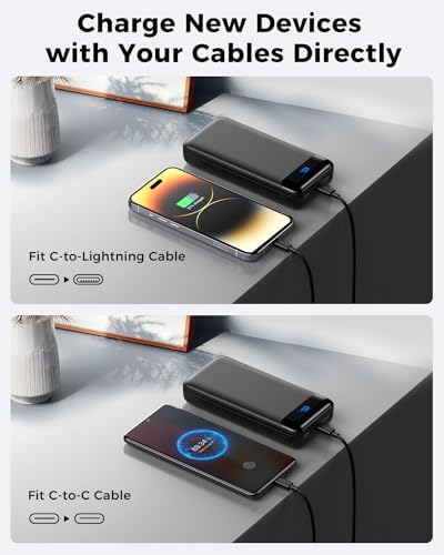 Ultra High-Capacity 40000 m Ah Portable Power Bank with PD 30 W & QC 4.0 Fast Charging – Versatile USB-C & USB-A Outputs, Dual Input Ports, Sleek Pink Design for i Phone 15, 14, 13 & More – Perfect for Travel and Daily Use
