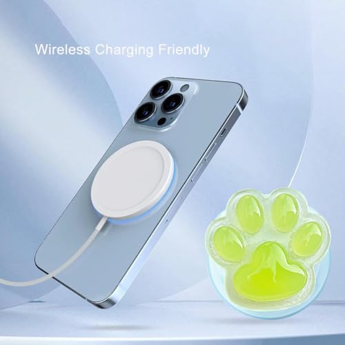 Cute Luminous Pink Cat Paw Magnetic Phone Grip Compatible with MagSafe,Kawaii 3D Shinny Phone Holder Stand for Kindle & iPhone – Adatper Iron Piece Included – Enhanced Compatibility and Speed