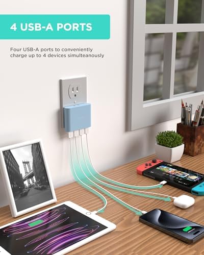 i Home 2-Port USB Wall Charger – Compact Dual Port AC Adapter for Rapid Device Charging – Flat Design for Travel & Home Use – Enhanced Compatibility with Smartphones & Tablets – Safe, High-Speed Charging Solution