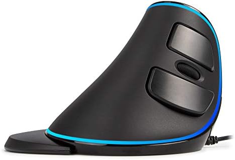 De LUX RGB Wired Ergonomic Vertical Mouse for Large Hands – 4000 DPI Precision Tracking, 6 Customizable Buttons, and Detachable Wrist Rest for Ultimate Comfort and Carpal Tunnel Relief – Perfect for Prolonged Use and Gaming Performance