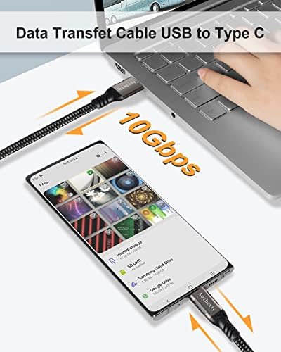 High-Speed USB A to USB C Cable (3.3 FT & 10 FT) – 10 Gbps Data Transfer, 60 W Fast Charging for Samsung Galaxy S23/S22/S21/S20/S10 Ultra & All Type C Devices – Durable Nylon Braided Design for Ultimate Flexibility and Performance