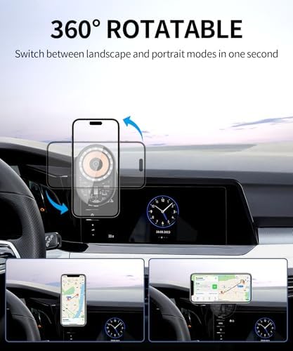 Enhance Your Driving Experience with the Advanced Wireless Charging Car Phone Holder for 2022-2024 Volkswagen Golf GTI & Golf R – 360° Adjustable Mount with Mag Safe Compatibility for Optimal Smartphone Integration, Perfectly Designed for 8/10 Inch Displays
