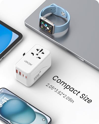 LENCENT 20 W Fast Charging Universal Travel Adapter – Compact International Power Converter with Dual USB and USB Type-C Ports – Ultimate Solution for Worldwide Device Charging in USA, UK, EU, and AUS (Black) – Reliable and Safe Charging for Global Explorers