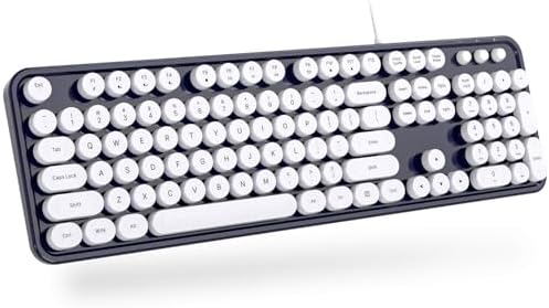 Experience Ultimate Clarity with the Large Print Wired Office Keyboard – 104 Full-Sized Typewriter Keys for Enhanced Visibility, Ergonomic Design, and Instant USB Plug & Play Compatibility for Windows and PCs – Perfect for Home and Office Use