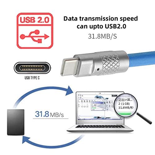 Ultra Soft 120 W USB to USB C Cable for Fast Charging & Data Transfer – 2 M Length with Built-in Charging Indicator for Optimal Connectivity and Durability