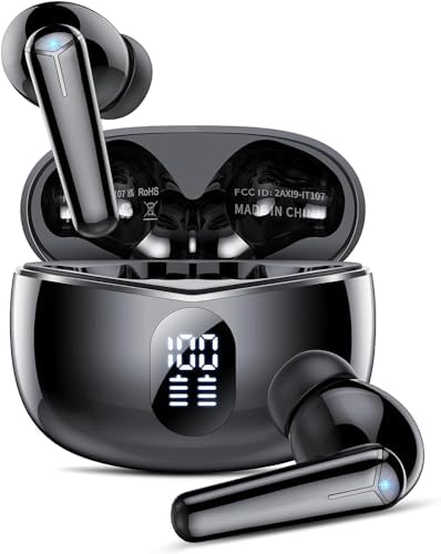 Kicoeon Bluetooth 5.3 Wireless Earbuds – Ultra-Long 36-Hour Playtime, IPX7 Waterproof for Workout & Outdoor Use, LED Battery Indicator, Enhanced Call Clarity with 4 Microphones for Flawless Connectivity Across Android, i OS & Laptops
