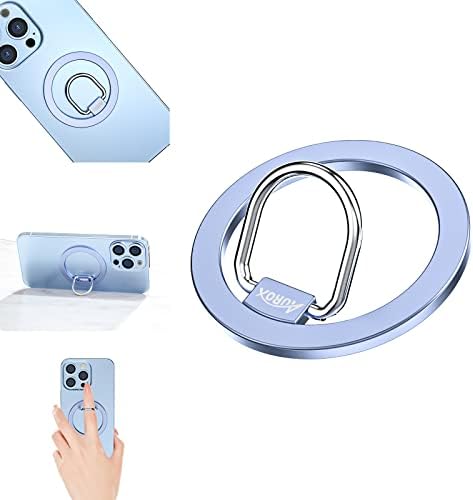 AUROX Magnetic Phone Ring Holder: Adjustable Grip & Stand for Mag Safe i Phones 12-16, Lightweight Aluminum with Powerful N52 Magnets, 360° Rotation & 125° Flip, Detachable for Seamless Wireless Charging – Perfect for Streaming, Photography & Everyday Use (Black)