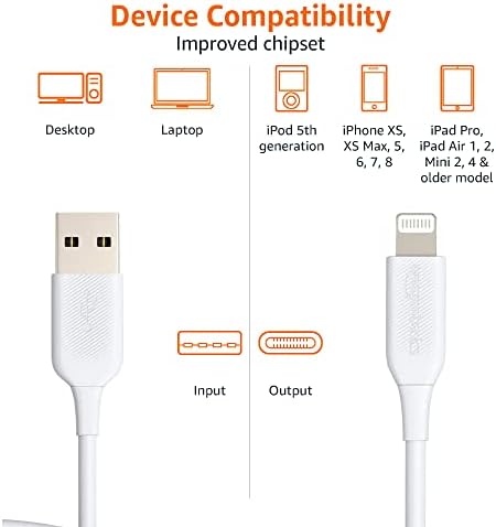 Amazon Basics MFi Certified 2-Pack Lightning Charger Cables – 6 Foot USB-A to Lightning, Optimized for i Phone 14, 13, 12, 11, X, Xs Pro, Pro Max, Plus & i Pad – Durable ABS Design for Fast Charging & Data Syncing, Sleek Black Finish, Essential Backup Solution