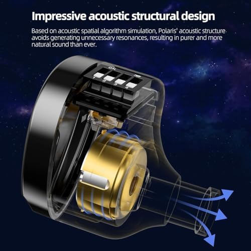 Elevate Your Audio Experience with CCA Polaris Dual Driver Wired Earbuds – Customizable In-Ear Monitors with 4 Tuning Switches & Detachable Cable for Musicians, Singers, and DJs (Gun, with Mic) – Unmatched Sound Clarity and Comfort for Professionals and Enthusiasts