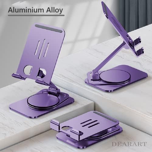 DEARART Cell Phone Stand, 360° Adjustable Phone Stand for Desk, Foldable Phone Holder Fully Carried Easily, Grey (Square Base) – Enhanced Compatibility and Speed
