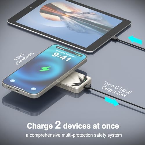 Compact Magnetic Power Bank – 5000 m Ah Wireless Charger with 20 W PD Fast Charging for i Phone 16/15/14/13/12 Pro/Mini/Max – Sleek Gold Design for Enhanced Portability and Compatibility