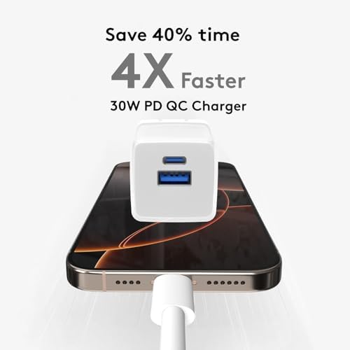 30 W Ga N Dual-Port USB-C Charger – Ultra-Portable Fast Charging Power Adapter for i Phone 12/13/14/15/16, i Pad Pro/Air/Mini, Google Pixel, Samsung Galaxy – Compact Foldable Design for Mobile Professionals and Travelers – Sleek Grey Finish for Modern Tech Aesthetics