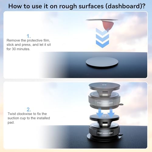 CloudValley 15W Fast Wireless Charger Car Phone Holder Mount, Vacuum Suction Cup Phone Holder Design for MagSafe iPhone 16/15/14/13/12, 360° Adjustable & Foldable Stand for Dashboard & Windshield – Enhanced Compatibility and Speed