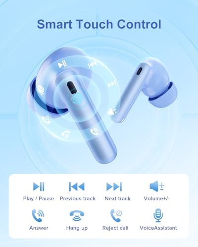 Sleek Rose Gold Wireless Earbuds with Bluetooth 5.3 | 42-Hour Long Battery Life & IPX7 Waterproof Design | Premium Noise Cancelling Earphones for Exceptional Audio | Intelligent LED Display for Seamless Connectivity on i OS & Android