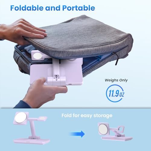 Joy Geek 3-in-1 Foldable Wireless Charging Station for Mag-Safe i Phone – Ultimate Travel Dock for i Phone 12-16 Pro Max, Apple Watch Series 4-10, and Air Pods Pro 2/3/4 – Fast, Compact, and Convenient Power Solution for On-the-Go Charging