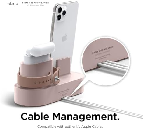 elago 3 in 1 Charging Station for Apple Devices – All-in-One Dock for i Phone, Apple Watch Series 10/9/8/7/6/5/4/3/2/1/SE, and Air Pods Pro/3/2/1 – Sleek, Space-Saving Design with Enhanced Speed and Compatibility (Original Cables Required) – Perfect for Home or Office Use
