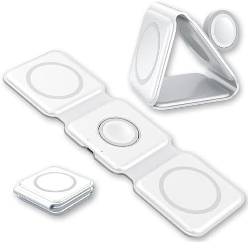 Ultimate 3-in-1 Apple Charging Station – Foldable Magnetic Wireless Charger for i Phone 15/14/13/12, Apple Watch & Air Pods Pro/3/2 – Travel-Friendly Fast Charging Solution for Modern Tech Enthusiasts