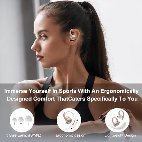 Ultimate Wireless Earbuds with Bluetooth 5.3 – Sport-Ready Headphones Featuring Advanced ENC Noise Cancellation, 48-Hour Battery Life, Secure Fit Earhooks, Deep Bass Sound, and IP7 Waterproofing for Peak Performance – Sleek Black Design for Active Users