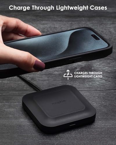 Mophie Universal Wireless Charge Pad – 15 W Fast Charging Solution for Qi-Enabled Devices, Ideal for i Phone, Google Pixel & Samsung Galaxy – Sleek Desktop and Nightstand Essential with Non-Slip Design and LED Status Indicator for Effortless Power Management