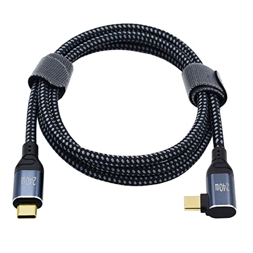NFHK 240 W USB-C Type-C Charging Cable – 90-Degree Low Profile Angled Design for Optimal Convenience | 480 Mbps Fast Data Transfer | 200 cm Length for Laptop, Tablet & Phone Compatibility | Enhanced Durability & Performance