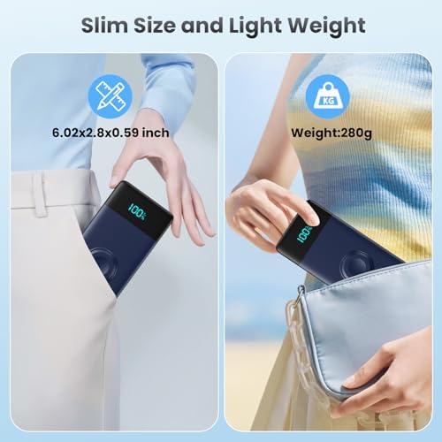 High-Capacity 10800 m Ah Portable Charger with Integrated Cables & Apple Watch Wireless Charging – QC4.0 & PD Fast Charging Power Bank for Multiple Devices – 6 Outputs for i Phone 16/15/14/13/12, Samsung Galaxy, Google Pixel, and More (Deep Blue) – Ultimate Travel Companion with Enhanced Safety Features