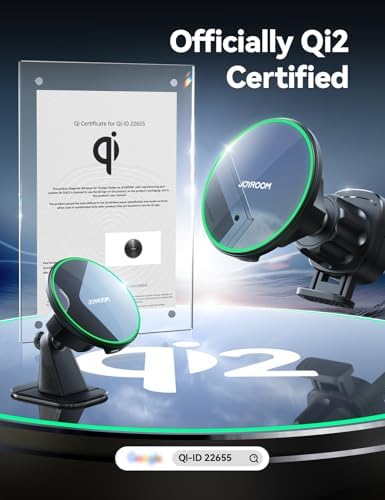Transform Your Driving Experience with the JOYROOM Qi2 15 W Mag Safe Wireless Car Charger – Fast, Secure Magnetic Mount for i Phone 16 Pro Max, 15, 14, 13, 12 – Versatile Dashboard & Air Vent Installation for Effortless Charging and Navigation – Sleek Design for Any Vehicle Interior