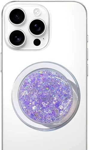 Universal Cell Phone Stand Compatible with for Phone Grip Holder, 360° Rotation-Transparent Magnetic Sparkling Starlight Drops colloidal Powder (Lilac) – Enhanced Compatibility and Speed