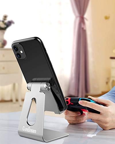 CreaDream Adjustable Cell Phone Stand, Phone Stand, Cradle, Dock, Holder, Aluminum Desktop Stand Compatible with Phone 13 12 Pro Max Charging, Accessories Desk, All Mobile Phones, Sierra Blue – Enhanced Compatibility and Speed