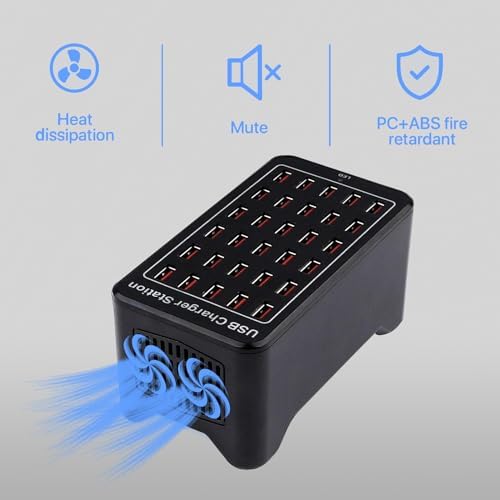 Ultimate 24-Port USB Charging Station Block: 100 W Smart Fast Charger for Multi-Device Powering – Versatile USB A & C Compatibility for i Phone, i Pad, Samsung, and Laptops – Efficient Desktop Solution for Shared Spaces and Home Use