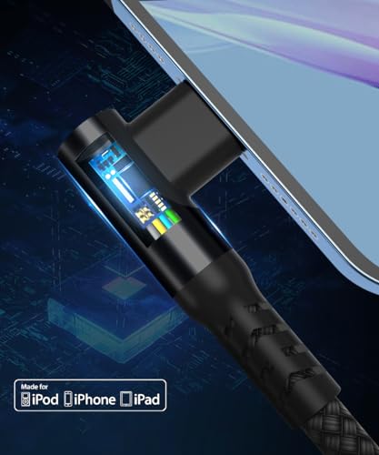 Basesailor 10 FT Right Angle i Phone Charger Cable – 90-Degree USB-C to Lightning Cord with USB A Adapter for Fast Charging – Perfect Compatibility with i Phone 14, 13 Pro Max, 12, 11, XS, XR, X, 8, 7, 6 Plus, 5 SE & i Pad 8, 9 – Enhanced Durability for Seamless Multitasking & Convenient Use