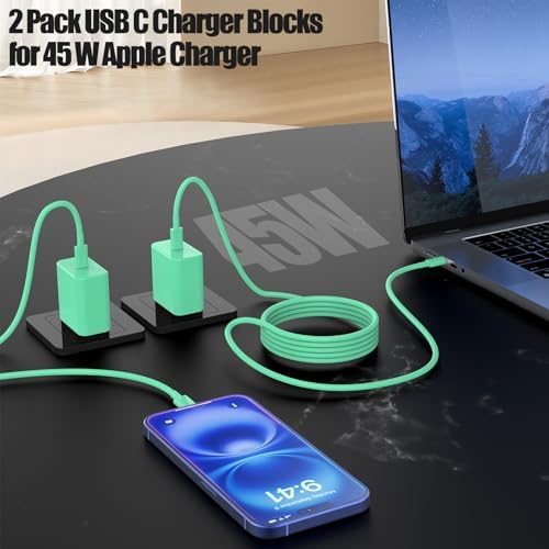 Ultimate 45 W USB-C Fast Charging Bundle for i Phone 16/16 Pro Max & 15/15 Pro Max – Dual 10 FT MFi Certified Type C Cables Included, PD 3.0 Compatible for i Pad Pro, Mac Book M1/M2, Air Pods – Compact & Portable Power Solution