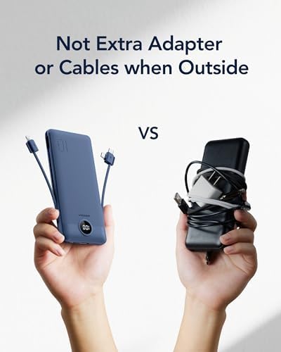 VEGER 10000 m Ah Slim Fast Charging Portable Power Bank with Built-In Cables and Wall Plug – Essential Travel Battery Pack for i Phone, i Pad, Samsung & More in Vibrant Green – Unmatched Convenience and Speed for Mobile Users