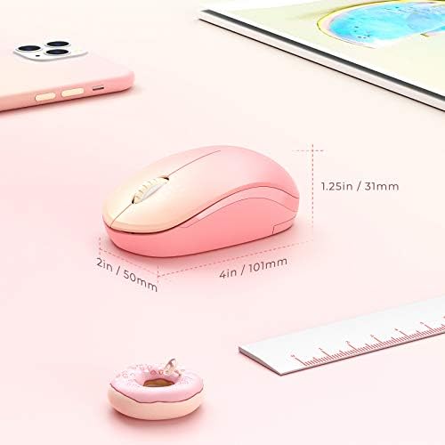Light Blue Wireless Mouse – Ultra-Quiet 2.4 GHz Noiseless Computer Mouse with USB Receiver for Seamless Windows Experience – Portable, Ergonomic Design for Home, Office, or Travel