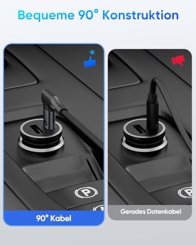 SUNGUY Coiled USB C to USB-C Cable 4FT, [2-Pack] Right Angle 90 Degree USBC to USBC Android Auto Carplay Cord for Car, for iPhone 16 15 Pro/Pro Max, Galaxy S24 S23 S22 (Grey) – Enhanced Compatibility and Speed