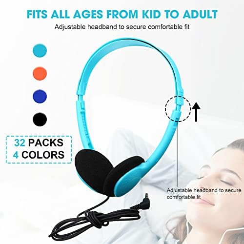 Enhance Classroom Learning with Konohan 32 Pack Adjustable Headphones – Durable Multicolor Wired Earphones for Students and Adults – Superior Audio Clarity and Comfort for Immersive Educational Experiences