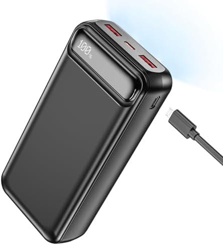 Ultimate 50,000 m Ah Portable Power Bank – High-Speed 22.5 W Fast Charging External Battery Pack with Triple Outputs & Dual Inputs, Ideal for i Phone, Samsung, i Pad, and More – Emergency Flashlight Included for On-the-Go Convenience and Reliability