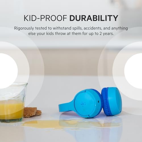 Belkin Sound Form Mini Kids Wireless Bluetooth Headphones – Safe 85 d B Volume Control, 30-Hour Playtime, Built-In Microphone – Lightweight On-Ear Style for i Phone, i Pad, Fire Tablet & More – Ideal for Learning, Entertainment & Safe Listening