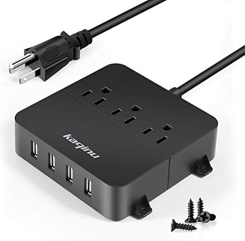 Compact Wall Mountable Power Strip with 4 USB Ports & 3 AC Outlets – Ideal Travel Companion with 5 ft Extension Cord, On/Off Switch, and Enhanced Compatibility for Cruise Ships, Hotels, and Offices (Black) – Ultimate Charging Solution for Modern Lifestyles