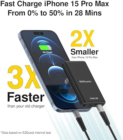 EZQuest Ultra Slim 70 W Ga N II Dual USB-C PD Wall Charger – High-Efficiency Fast Charging with Intelligent Power Allocation – Compact & Foldable Design Perfect for Travel and Home Use – Enhanced Safety Features with Over-Voltage Protection – Sleek Black Finish for Modern Aesthetic and Universal Device Compatibility – Your Ultimate Charging Solution for Smartphones, Tablets, and Laptops