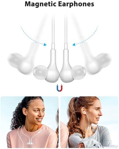 Ultimate USB C In-Ear Headphones: Premium Noise Cancelling Stereo Bass Earbuds for i Phone 16 Pro Max & Samsung Galaxy S Series – Tailored Sound Effects for Personalized Music Experience – Lightweight, Durable White Design Perfect for Commuters, Fitness, and Home Use – Integrated Microphone for Crystal-Clear Calls and Enhanced Audio Clarity