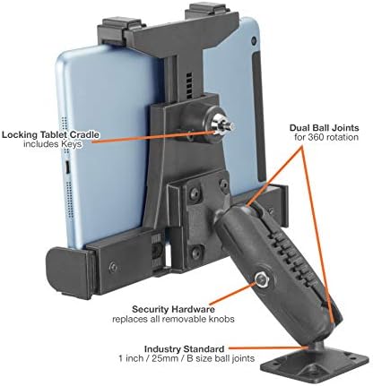 Heavy-Duty Locking Tablet Mount for Trucks – i BOLT Bizmount Dock’n Lock for 7″ to 10″ Tablets – Ultimate ELD Device Holder for Fleet Management and Restaurant Operations – Secure Drill Base for Enhanced Stability and Compatibility