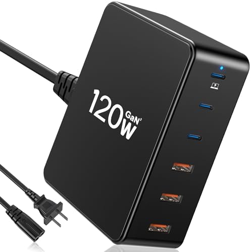 Zestiq Ga N 120 W 6-Port USB Charging Station – Rapid Multi-Device Power Hub with 3 USB-C (65 W) & 3 USB-A Ports for i Phone, i Pad, Samsung Galaxy, and More – Advanced Ga N Technology for Safe, Efficient Charging at Home or On-the-Go
