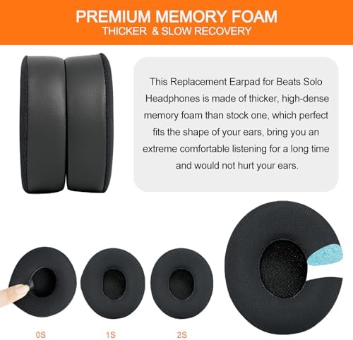 Upgrade Your Beats Solo 2 & 3 Experience with GVOEARS Premium Thicker Memory Foam Ear Pads – Exceptional Comfort & Noise Isolation, Durable 3 M Adhesive for Secure Fit, Stylish Grey Cushions for Enhanced Audio Performance and Long-Lasting Use – Perfect Headphone Accessories for Wireless & Wired Models
