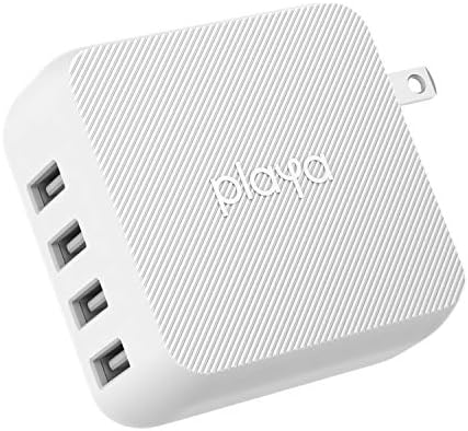Playa Multi-USB Wall Charger – 4-Port Fast Charging Adapter for i Phone 11, 12, XS, XR, X, i Pad, Air Pods, Samsung S20, Note10, Pixel 4 & More – Universal Power Hub for Home, Office & Travel with Enhanced Compatibility and Safety Features