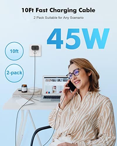 Dual-Pack 45 W USB C Fast Charger for Samsung Devices – Lightning-Fast Charging with 6 FT Type C Cables for Galaxy S25 Ultra/S24/S23/Z Fold 5/Z Flip 5 – PPS Technology for Enhanced Power Delivery – Compact, Reliable, and Portable Charging Solution
