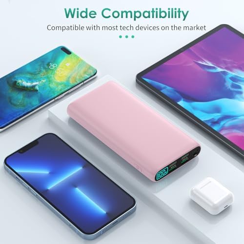 High-Capacity 38800 m Ah Portable Power Bank with LCD Display – Multi-Device Charger Featuring 5 USB Outputs and USB-C Connectivity for Fast Charging – Ideal for i Phone 16/15/14/13 Pro, Samsung Galaxy, Pixel, and Nexus – Ultimate On-the-Go Charging Solution in Blue