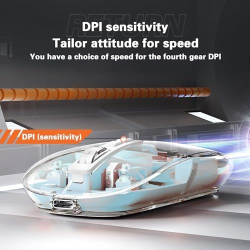 Sleek Gray Transparent Mini Silent Mouse – Rechargeable Type-C Wireless Mouse with Power Display & Magnetic Cover for Effortless Cleaning – Ideal for PC, Laptop, and Phone Use – Ergonomic Design for Ultimate Comfort