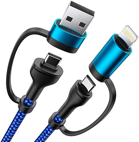XUDUO 4-in-1 Universal Charging Cable Set – Dual Pack 6.6 FT Fast Charging Cord for i Phone, i Pad, Samsung Galaxy & Mac Book – MFi Certified Nylon Braided Multi-Device Charger with 60 W Power Boost for Enhanced Compatibility and Durability