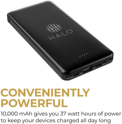 HALO HUB-LINK™ 10,000 m Ah Power Bank with Integrated Cables & Fast Charging – Ultimate Portable Charging Solution for All Devices – Seamless Compatibility & Smart Battery Protection – Compact Design for On-the-Go Power